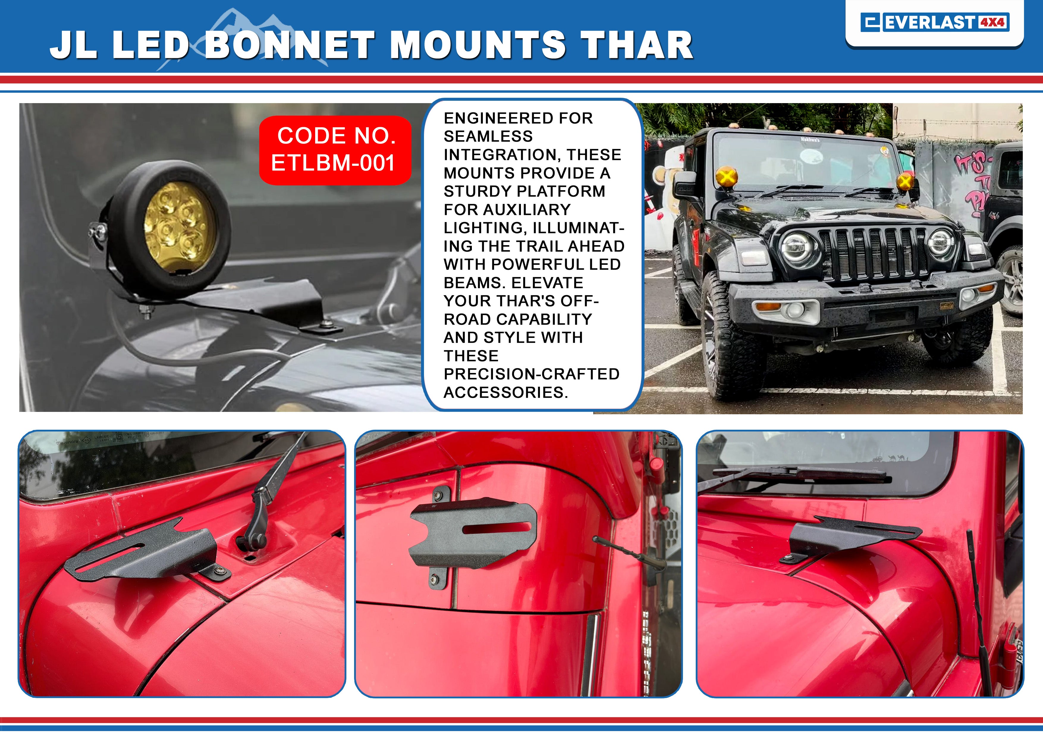 THAR JL LED BONNET MOUNTS