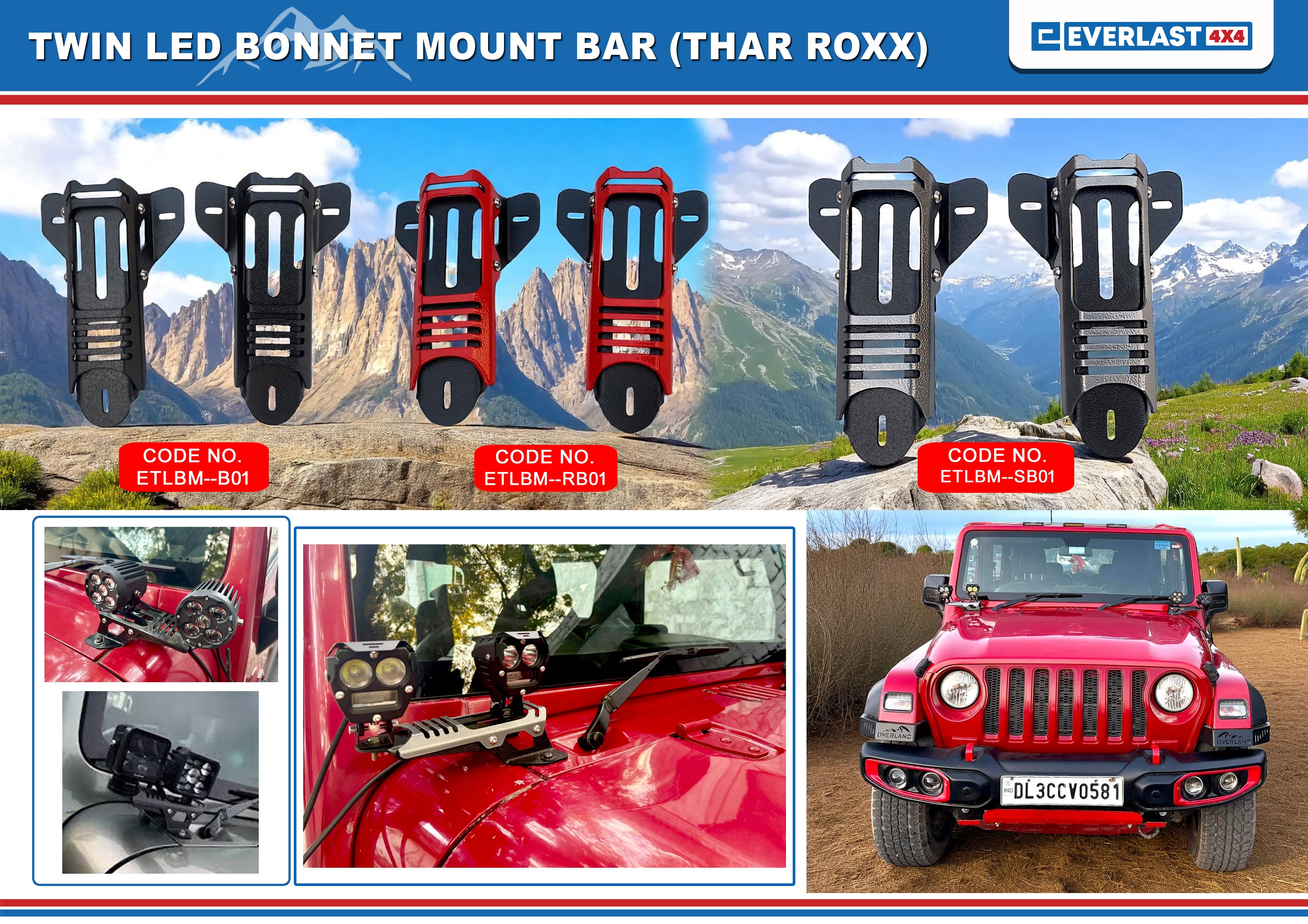 THAR ROXX TWIN LED BONNET MOUNT BAR